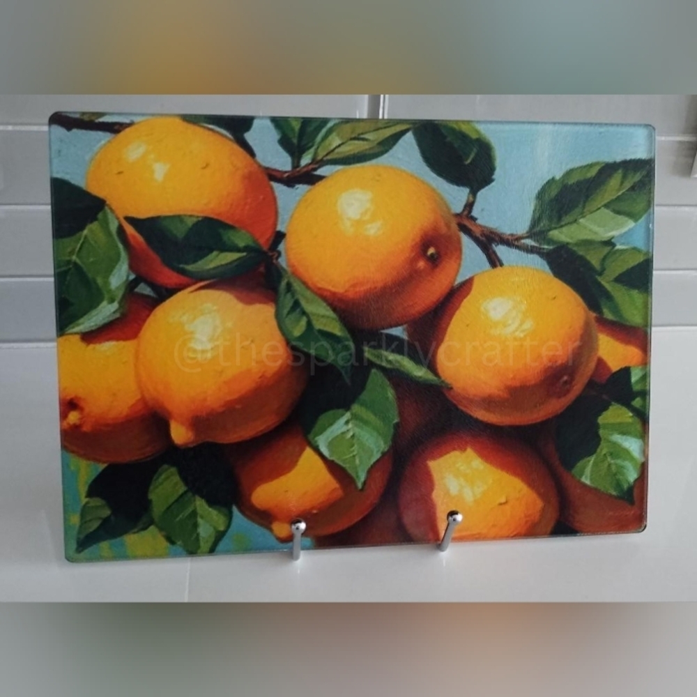 Vibrant Lemon Art Glass Cutting Board